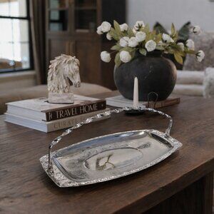 Vintage Serving Tray with twisted swing handle